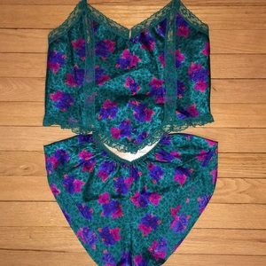 Vintage Victoria’s Secret Camisole Shorts PJ Teddy Bodysuit gold label size P